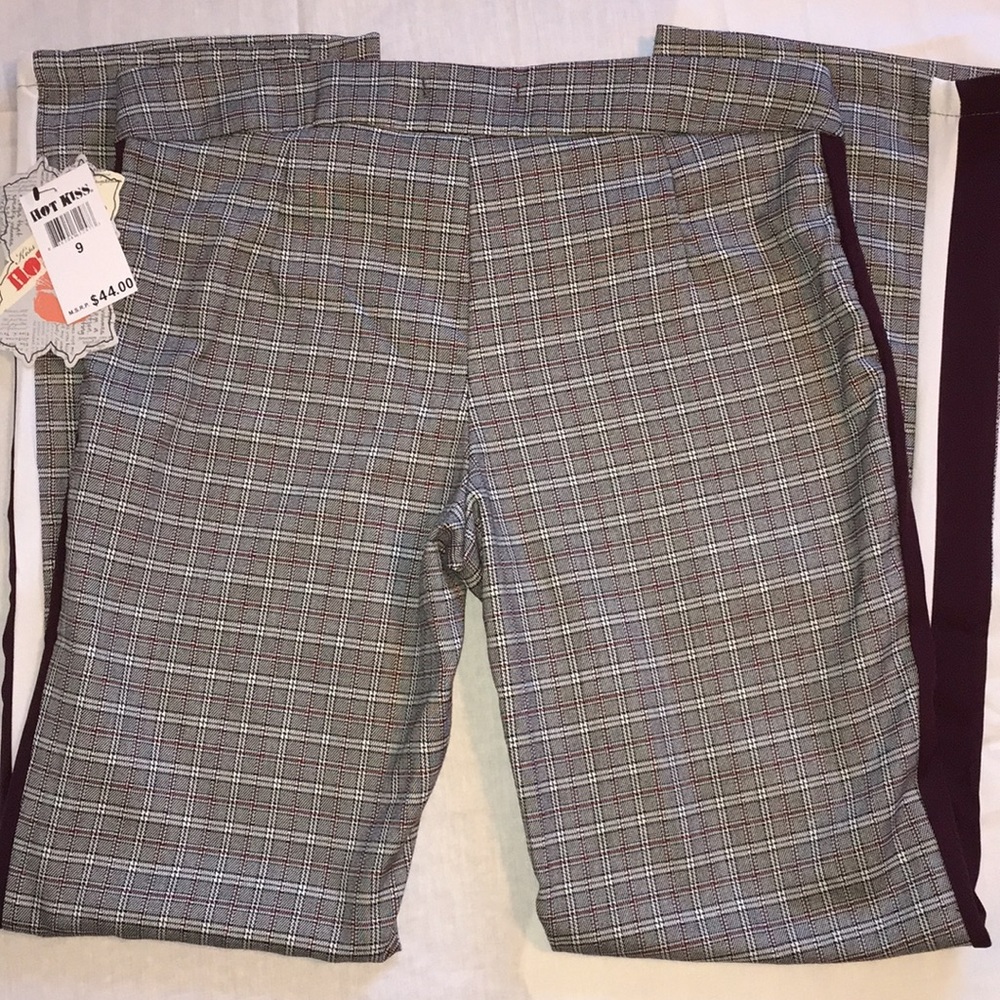 NWT Hot Kiss Gray Brown Plaid Pants Juniors Sizes - Picture 3 of 4